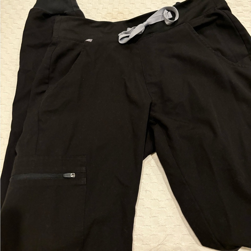 Figs Technical Collection Black Drawstring Jogger Stretch Scrub Pants Sz XS/Tall